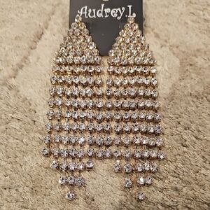 Audrey Gold and Rhinestone Chandelier Earrings